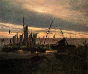 Caspar David Friedrich Schiffe im Hafen am Abend Germany oil painting artist